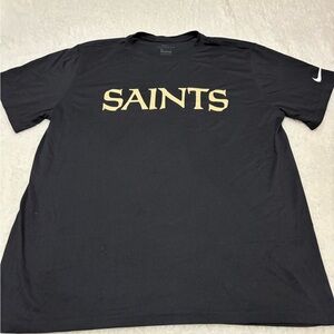 Nike Black T-Shirt with Gold 'Saints' Print